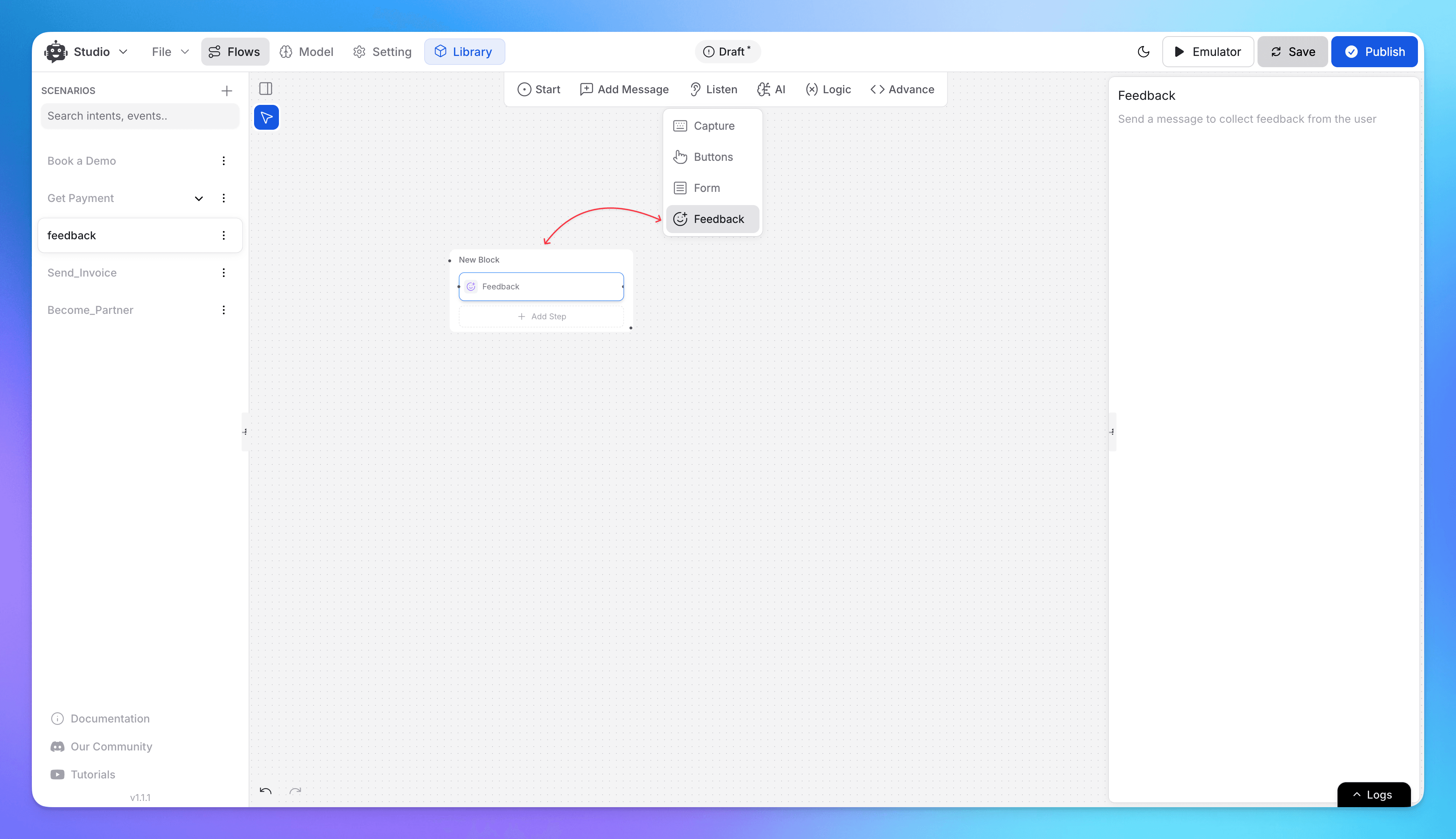 Feedback Listeners in YourGPT Studio